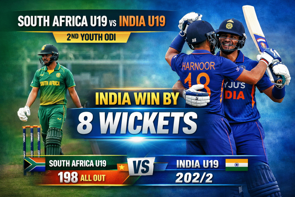 South Africa U19 vs India U19 2nd Youth ODI India Win by 8 wicket